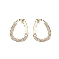 Brass Hoop Earring gold color plated for woman & with rhinestone Sold By PC