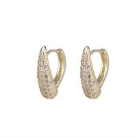 ottone orecchino a sostegno, placcato color oro, Micro spianare cubic zirconia & per la donna, 45x15mm, Venduto da coppia