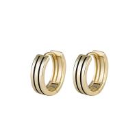 Brass Huggie Hoop Earring, gold color plated, for woman & enamel, 3.50x12mm, Sold By Pair