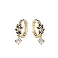 Brass Lever Back Earring gold color plated micro pave cubic zirconia & for woman & enamel Sold By Pair
