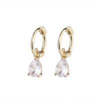 Brass Lever Back Earring, gold color plated, micro pave cubic zirconia & for woman, 4.60x18.90mm, Sold By Pair