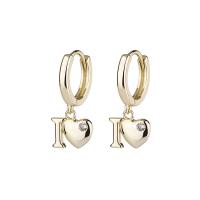 Huggie Hoop Drop Earring, Brass, gold color plated, for woman & with rhinestone, 8.70x20mm, Sold By Pair