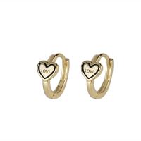 Brass Huggie Hoop Earring, gold color plated, for woman & enamel, 5x11mm, Sold By Pair
