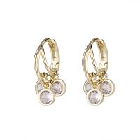 Brass Lever Back Earring, gold color plated, micro pave cubic zirconia & for woman, 5x20mm, Sold By Pair