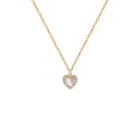 Titanium Steel Necklace, with Shell, with 1.97inch extender chain, Heart, Vacuum Ion Plating, fashion jewelry & for woman & with rhinestone, more colors for choice, Length:Approx 17.72 Inch, Sold By PC