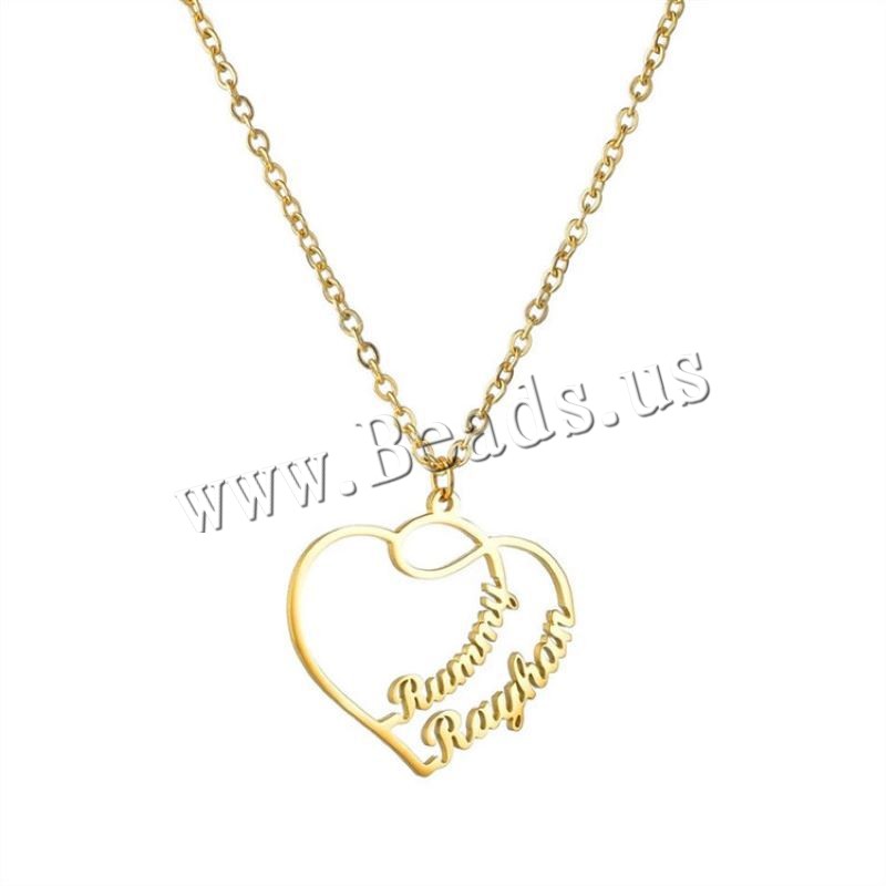 Stainless Steel smycken halsband, 304 rostfritt stål, med 1.97inch extender kedja, Hjärta, mode smycken & för kvinna, gyllene, Längd Ca 17.72 inch, Säljs av PC