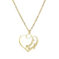 Stainless Steel Jewelry Necklace 304 Stainless Steel with 1.97inch extender chain Heart Vacuum Ion Plating Each custom text must be less than 10 letters & fashion jewelry & for woman golden Length Approx 17.72 Inch Sold By PC