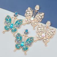 Rhinestone náušnice, Zinek, Motýl, módní šperky & pro ženy & s drahokamu, více barev na výběr, 87x64mm, Prodáno By Pair