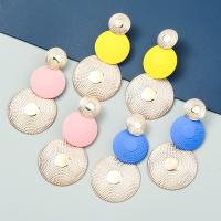 Tibetan Style Drop Earrings, Round, stoving varnish, fashion jewelry & for woman, more colors for choice, 67x35mm, Sold By Pair