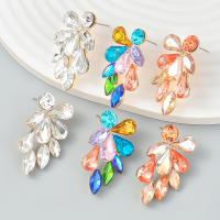 Rhinestone náušnice, Zinek, módní šperky & pro ženy & se skleněnou drahokamu, více barev na výběr, 38x22mm, Prodáno By Pair