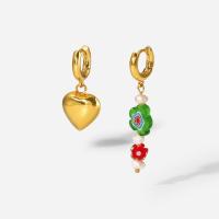 asymmetrische Ohrringe, 304 Edelstahl, Modeschmuck & für Frau, goldfarben, 3cm,1.4x4.7cm, verkauft von Paar