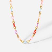 Acrylic Necklace, 304 Stainless Steel, with Acrylic, with 5cm extender chain, Vacuum Ion Plating, fashion jewelry & for woman, golden, 8mm, Length:Approx 43.5 cm, Sold By PC
