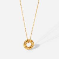 Stainless Steel Jewelry Necklace 304 Stainless Steel Donut Vacuum Ion Plating fashion jewelry & for woman & with rhinestone gold 15.63mm Sold By PC