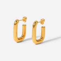 Titanium Steel  Earring Vacuum Ion Plating fashion jewelry & for woman golden 24.50mm Sold By Pair