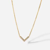 Nerezová ocel šperky náhrdelník, 304 Stainless Steel, módní šperky & pro ženy & s drahokamu, zlatý, 12mm, Délka Cca 41.5 cm, Prodáno By PC