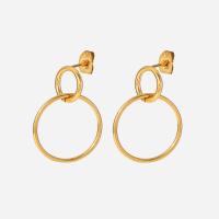 Stainless Steel Drop Earring, 304 Stainless Steel, Donut, Vacuum Ion Plating, fashion jewelry & for woman, golden, 23x3mm, Sold By Pair