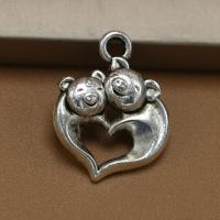 Tibetan Style Heart Pendants, antique silver color plated, vintage & Unisex, silver color, nickel, lead & cadmium free, 16x14mm, Sold By PC