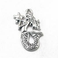 Tibetan Style Pendants, Mermaid, antique silver color plated, vintage & Unisex, silver color, nickel, lead & cadmium free, 14x28x2.40mm, Sold By PC
