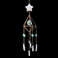 Hanging Ornaments Natural Stone with Crystal & Iron gold color plated & faceted 450mm Sold By PC