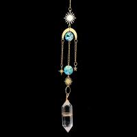 Hanging Ornaments Natural Stone with Crystal & Iron Conical gold color plated & faceted 350mm Sold By PC