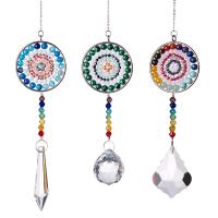 Hanging Ornaments, Crystal, with Natural Stone & Iron, silver color plated, different size for choice & faceted, more colors for choice, Sold By PC