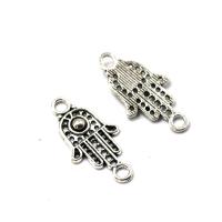 Tibetan Style Connector, Hand, antique silver color plated, vintage & DIY & 1/1 loop, silver color, nickel, lead & cadmium free, 12x24x2.30mm, Sold By PC