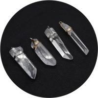 quartz clair Pendentif, avec laiton, Irrégulière, Placage, envoyé au hasard & DIY, couleurs mélangées, 10x30-13x60mm, 5PC/sac, Vendu par sac
