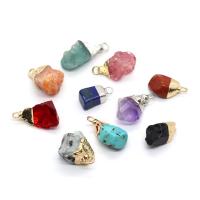 Gemstone Pendant, with Brass, irregular, plated, DIY & different materials for choice, more colors for choice, 7x12-10x25mm, Sold By PC