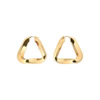 Brass Huggie Hoop Earring Triangle plated & for woman nickel lead & cadmium free 36mm 29mm Sold By Pair