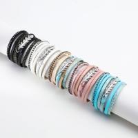 PU Leather Cord Bracelets, with Tibetan Style, multilayer & for woman & with rhinestone, more colors for choice, 32mm,48mm, Length:Approx 7.67 Inch, Sold By PC