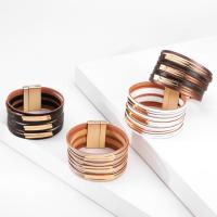 PU Leather Cord Bracelets with Brass multilayer & for woman 30mm Length Approx 7.72 Inch Sold By PC