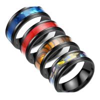 Titantium Steel δάχτυλο του δακτυλίου, Titanium Steel, με Κέλυφος, γυαλισμένο, διαφορετικό μέγεθος για την επιλογή & για τον άνθρωπο, μαύρος, 8x2mm, Sold Με PC