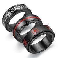 Titanium Steel Finger Ring, polished, different size for choice & different styles for choice & for man, black, 8x2.50mm, Sold By PC