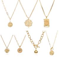 Brass Necklace, with 2.76inch extender chain, 14K gold plated, fashion jewelry & different styles for choice & for woman, golden, nickel, lead & cadmium free, Length:Approx 16.93 Inch, Approx 19.69 Inch, Sold By PC