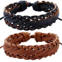 Cowhide Bracelet with 9-10cm extender chain Round Adjustable & fashion jewelry & for man Length 17-18 cm Sold By PC