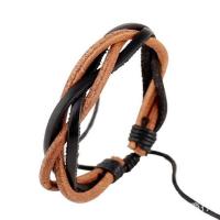 Cowhide Bracelet, with Wax Cord, with 9-10cm extender chain, handmade, Adjustable & fashion jewelry & Unisex, more colors for choice, Length:Approx 17 cm, Sold By PC