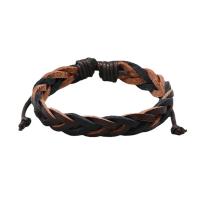 Bracelets cordon PU, cuir PU, avec 8-9cm chaînes de rallonge, fait à la main, Réglable & bijoux de mode & unisexe, noir et brun, Longueur:17-18 cm, Vendu par PC