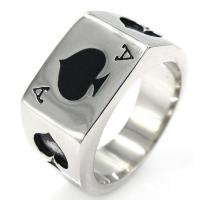 Prst prsten od inoxa, 316L Stainless Steel, Poker, pozlaćen, modni nakit & različite veličine za izbor & za čovjeka, srebro, 16x12mm, Prodano By PC
