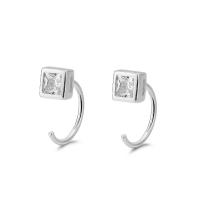 925 Sterling Silver Stud Earrings plated for woman & with rhinestone 18mm Sold By Pair