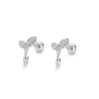 925 Sterling Silver Stud Earrings, plated, for woman, more colors for choice, 9.60x5.60mm, Sold By Pair
