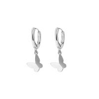 Huggie Hoop Drop Earring 925 Sterling Silver Butterfly plated for woman Sold By Pair