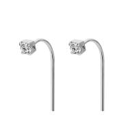 925 Sterling Silver Stud Earrings plated for woman & with cubic zirconia 20mm Sold By Pair