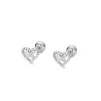 925 Sterling Silver Stud Earrings, plated, for woman, more colors for choice, 5.95x4.77mm, Sold By Pair
