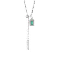 Cubic Zircon Micro Pave 925 Sterling Silver Necklace, platinum color plated, different styles for choice & for woman & with cubic zirconia, Length:Approx 17.7 Inch, Sold By Pair