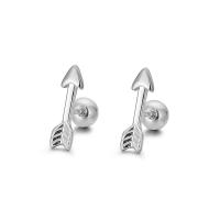 925 Sterling Silver Stud Earrings, Arrow, plated, for woman, more colors for choice, 2.70x10mm, Sold By Pair