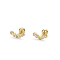 925 Sterling Silver Stud Earrings plated for woman & with cubic zirconia Sold By Pair