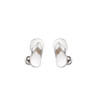 925 Sterling Silver Stud Earrings Slipper silver color plated for woman Sold By Pair