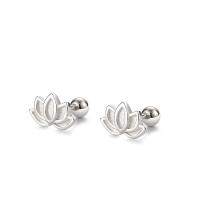 925 Sterling Silver Stud Earrings Lotus silver color plated for woman Sold By Pair