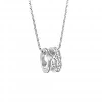 925 Sterling Silver Necklaces plated for woman & with rhinestone & hollow 4.50mm Length Approx 17.7 Inch Sold By PC