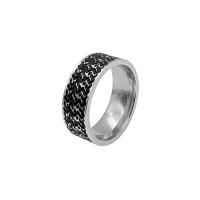 Пальцевидное Кольцо Титановой Стали, титан, Кольцевая форма, полированный, ювелирные изделия моды & Мужский & эмаль, серебряный, размер:9, продается PC